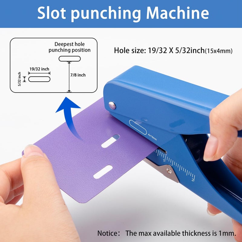 IMLIKE Handheld Badge Slot Hole Punch: Slot Puncher for PVC ID Card, Business Card, Name Tag and Luggage Tag, 19/32" x 5/32" Hole, All Metal Construction - Image 2